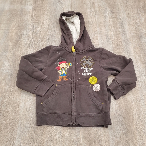 Disney Jake and the Neverland Pirates Gray Full Zip Hoodie Size 4T